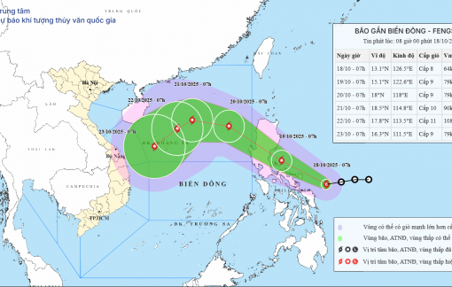 Chiều tối mai (19/10) áp thấp nhiệt đới sẽ mạnh lên thành bão