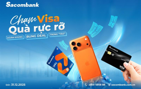 Chủ thẻ tín dụng Sacombank hưởng ưu đãi hoàn tiền lên đến 2 triệu đồng và cơ hội trúng iPhone 17 Pro Max