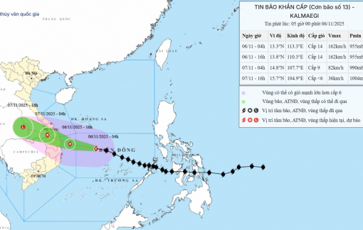 Bão số 13 tăng tốc, chỉ còn cách Quy Nhơn khoảng 390km