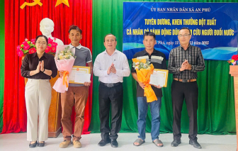 Quảng Ngãi: Khen thưởng đột xuất 2 người dũng cảm cứu người bị đuối nước