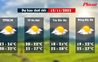 Thời tiết ngày 15/11: Nam Bộ mưa dông cục bộ, Bắc Bộ có mưa rải rác