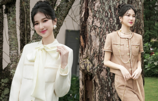 Nàng Mơ diện váy áo vải tweed hóa quý cô nước Pháp