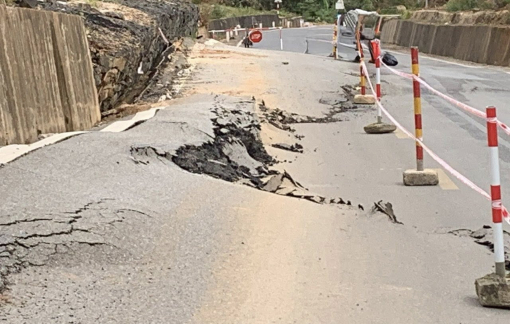 Quốc lộ 24 đoạn qua Măng Đen trồi lên hơn 1m