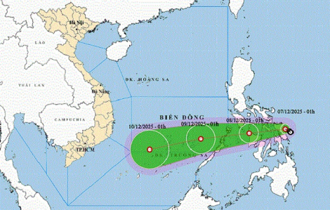Áp thấp nhiệt đới di chuyển chậm trên vùng biển Philippines, hướng về Biển Đông
