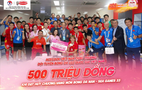 Acecook Việt Nam thưởng nóng 500 triệu đồng cho Đội tuyển bóng đá U22 Việt Nam đạt huy chương Vàng SEA Games 33