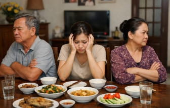 Cha mẹ chồng giận nhau, con dâu mệt mỏi