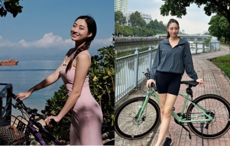 Sao Việt khỏe đẹp: Lương Thùy Linh chăm đạp xe giúp dáng săn chắc
