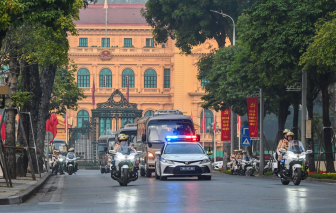 Toàn cảnh buổi diễn tập phương án dẫn đoàn phục vụ Đại hội XIV của Đảng