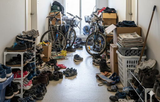 Hành lang chung cư thành kho riêng của mỗi nhà