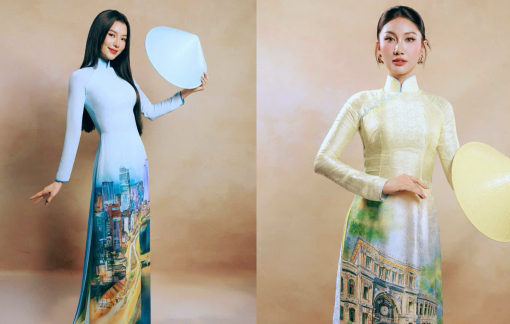 Chợ Bến Thành, nhà thờ Đức Bà, bảo tàng Vũng Tàu... lung linh trên nền áo dài