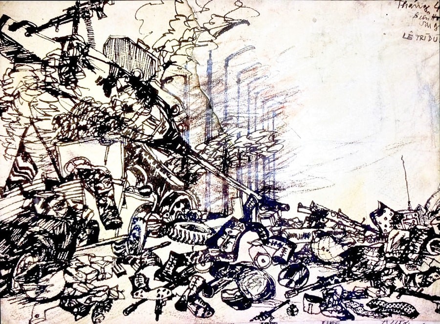 Bức ký họa Cuộc tháo chạy tháng Tư