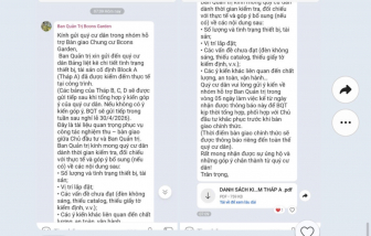 Ban quản trị chung cư Bcons Garden vẫn lập danh mục tài sản nhận bàn giao?