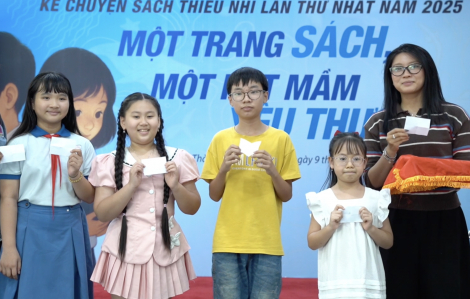 Thí sinh hào hứng trước vòng chung kết cuộc thi Kể chuyện sách thiếu nhi lần thứ nhất