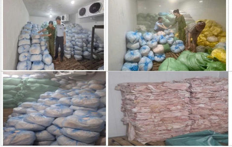 Phát hiện hơn 14 tấn bì heo nghi không rõ nguồn gốc tại Thanh Hóa