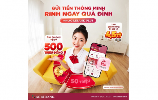 Cơ hội trúng 500 triệu đồng khi gửi tiền dự thưởng trên Agribank Plus