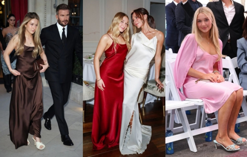 Con gái 14 tuổi nhà Beckham thích mặc váy lụa 2 dây